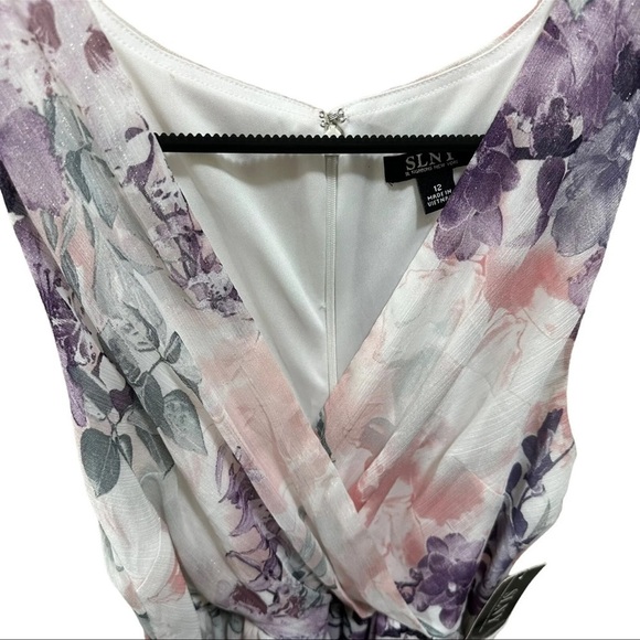 Women’s SLNY Floral Sleeveless V-Neck Maxi Dress Tie Wrap - Size 12 - NWOT - Picture 2 of 6